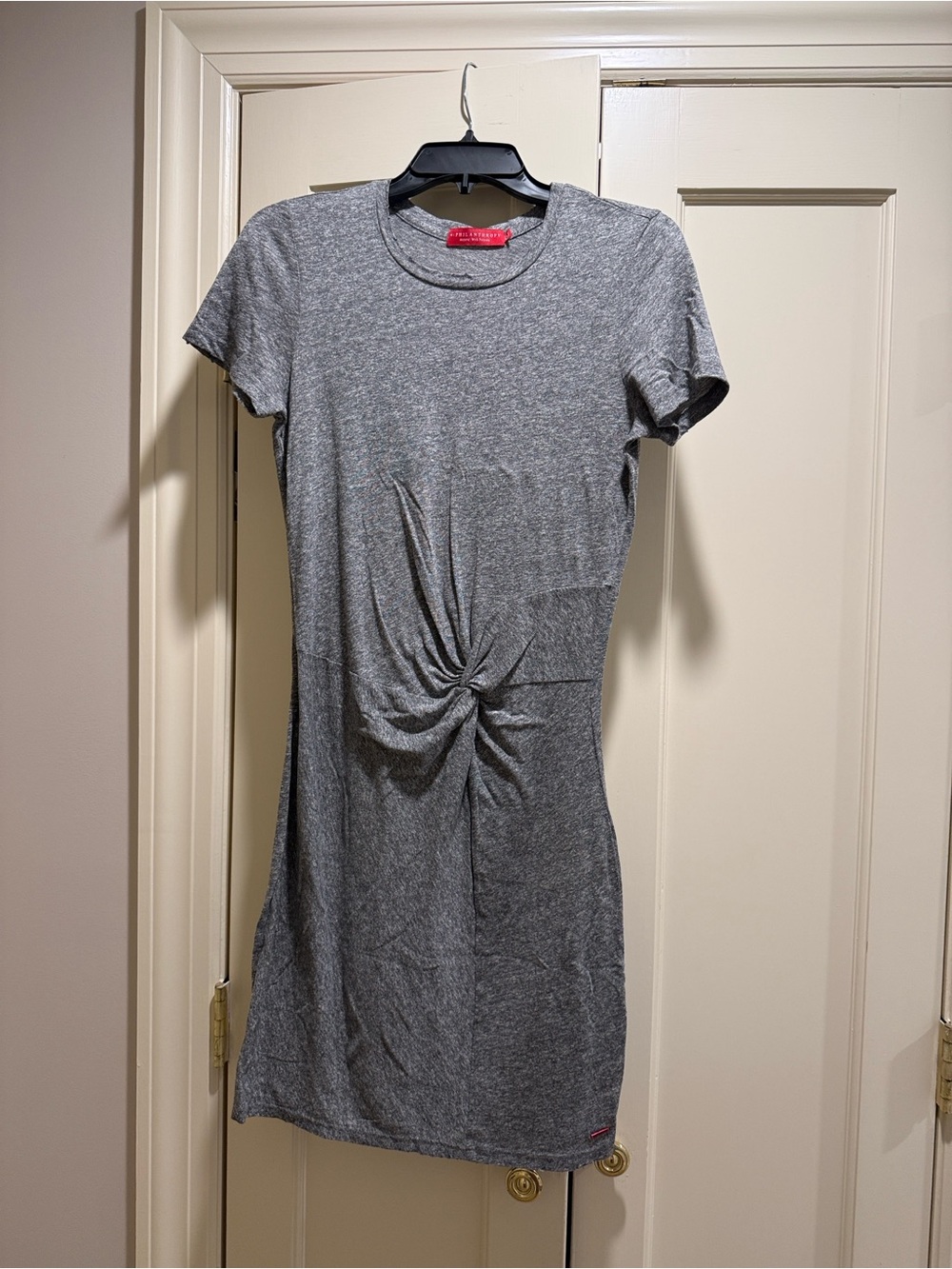 n:PHILANTHROPY Heather Gray Twist-Front Midi Dress